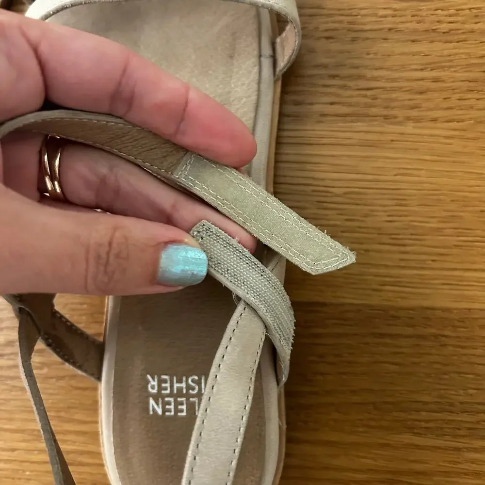 Eileen Fisher Cream leather strap flat sandal womens sz 7.5 normcore minimalist - Picture 3 of 7